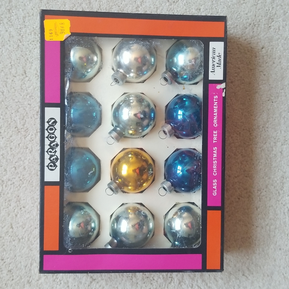 💗 Vintage PARAGON Glass Christmas Ornaments with Box